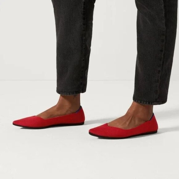 Rothy’s NWOT Red Knit Pointy Toe Flats Sz 8 - Picture 1 of 5
